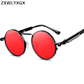 Miniatyrbillede 4 af 5: Vintage Punk Stil Solbriller Mænd Retro Runde Metalramme Kvinder Solbriller Mode Øjenbryn Gafas Sol Mujer Uv400 C1 Other