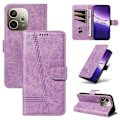 Miniatyrbillede 1 af 5: Til Oppo A5 Pro 5G Wallet Case T-Formede Linjer Læder Telefon Cover Stativ - Lys Lilla Brown