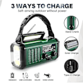 Miniatyrbillede 3 af 4: Nødradio med håndsving, solenergi og USB-opladning - 10000mAh batteri - NOAA/AM/FM vejrradio - LED-lommelygte og læselampe - SOS-alarm