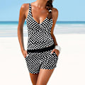 Miniatyrbild 5 av 5: 2-delad Tankini baddräkt Polka Dot Print för kvinnor Tank Top med Boyshorts Black M