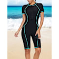 Pikkukuva 2 / 3: Naisten Yksivärinen Uimapuku Pitkähihainen Rash Guard Naisten Märkäpuku Urheilullinen Uimapuku Surffaus Sukellus Vetoketju Edessä Uima-asu Uimapuku Xd1 Black x Short Sleeve S