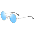 Pikkukuva 1 / 4: Vintage Pyöreät John Lennon Polaroid Aurinkolasit Miehille ja Naisille Ympyrä Hippi Aurinkolasit_l25 Blue Lens silver Frame
