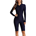 Miniatyrbillede 1 af 5: Kvinders Ét Stykke Badedragt Langærmet Rash Guard Damer Våddragt Atletisk Badedragt Surfing Dykning Lynlås Foran Badetøj Svømmedragt Xd1 Navy 1516 XL