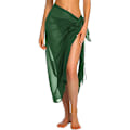 Pikkukuva 1 / 5: Naisten pitkä ja lyhyt sarong uimapukukangas kesäranta bikinit kääre läpikuultava lyhyt hame huivi uima-asukangas Dark Green-Long One Size