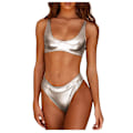 Miniatyrbillede 2 af 5: 9335# Dame Reflekterende Heldragt Split Seksuel Badedragt Guld Rash Guard Til Kvinder Cupshe White L