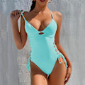 Miniatyrbild 2 av 5: Push Up Damkläder Baddräkt En Delig Baddräkt Kvinnlig Solid Monokini Bandage Baddräkter Sexig Baddräkt Badkläder Strandkläder Monokini White M