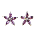 Miniatyrbilde 1 av 5: 1 par stud øredobber blomsterform fargede rhinestones smykker koreansk stil glitrende ørepropper for daglig bruk Purple