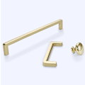 Miniatyrbillede 2 af 3: Sæt med 10 gyldne møbelgreb i messing - LSJ12GD160 gyldne greb børstet messing gyldne køkkengreb 128 mm c/c