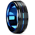 Miniatyrbillede 2 af 5: 2024 ny model Fashion 8mm Sort Tungsten Bryllup Keltisk Drage Ringe Indlagt Blå Zirkon Rustfrit Stål Ringe til Mænd Blå Carbon Fiber Ring Style 18 9