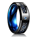 Miniatyrbillede 4 af 5: 2024 ny model Fashion 8mm Sort Tungsten Bryllup Keltisk Drage Ringe Indlagt Blå Zirkon Rustfrit Stål Ringe til Mænd Blå Carbon Fiber Ring Style 38 11