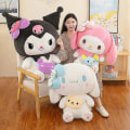 Miniatyrbilde 3 av 5: Kawaii Sanrio Kuromi My Melody Cinnamoroll plysjdukker 40/50cm Myk utstoppet pute Anime Figur Tegneserie Rom Decor Barn Leker Gif Kuromi 50cm