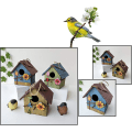 Miniatyrbillede 2 af 4: Træ Hængende Fuglefoderhus, Blå Dekorativ Havepynt