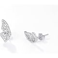 Miniatyrbillede 2 af 4: Sommerfuglevinge Øreringe (et par) Simulerede Diamant Sølv Ørestikker, Tiny Butterfly Brusk Øreringe Til Kvinder