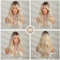 Miniatyrbilde 5 av 5: Lang bølgete gradient blond parykk for kvinner