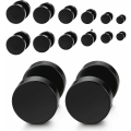 Miniatyrbillede 2 af 5: Sorte Stud Øreringe Mænd Kvinder Faux Gauges Øre Tunnel Rustfrit Stål Øreringe black 8mm