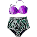 Miniatyrbild 3 av 4: Glittrande sjöjungfru bikini med hög midja för kvinnor, sexig bikini 4XL