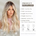 Miniatyrbilde 2 av 5: Lang bølgete gradient blond parykk for kvinner