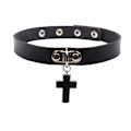 Miniatyrbillede 1 af 5: Choker, vedhæng, vedhæng choker, kors vedhæng choker, læder choker