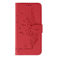 Miniatyrbild 4 av 5: Skal till Motorola Edge 60 Fusion 5G Fjäderavtryck PU Läder Plånbok Mobilskal - Röd Red