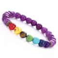 Pikkukuva 1 / 2: 7 Chakra -rannekoru jalokivikorut riimukirjaimella Jooga-rannekoru Parantava Reiki-energiaterapia Onnea tuova jalokivi miehille ja naisille