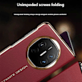 Miniatyrbillede 3 af 5: Til Huawei Mate X6 Etui Visningsvindue Auto Vågn Op Sov Læder Flip Telefon Cover Litchi Tekstur - Sort Red Gold