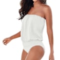 Miniatyrbilde 1 av 2: Boho Bandeau badedrakt for kvinner, stroppeløs badedrakt, badedrakt uten stropper, sommerbadedrakt White M