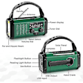 Miniatyrbillede 4 af 4: Nødradio med håndsving, solenergi og USB-opladning - 10000mAh batteri - NOAA/AM/FM vejrradio - LED-lommelygte og læselampe - SOS-alarm