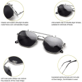Pikkukuva 2 / 4: Käännettävät Aurinkolasit Miehille ja Naisille Polarisoitu Steampunk Käännettävät Aurinkolasit Kaksoislinseillä Silver Frame-Gray Lens
