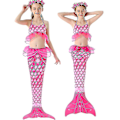 Miniatyrbilde 1 av 4: 3 stk jentes badedrakter havfrue for svømming havfrue kostyme bikinisett style2 130
