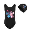 Miniatyrbillede 2 af 3: 7-14 år Børn Teenagere Lilo & Stitch Heldragt Badetøj Badetøj med Badehætte til Sommer Strand Ferie Pool Surf Skole Black 9-10Years