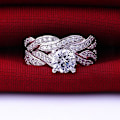 Miniatyrbillede 4 af 5: 2 stk./sæt kvinder ring kors design dekorative smykker tilbehør rhinestone indlagt ring til bryllup US 9