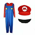 Pikkukuva 3 / 5: Miesten Aikuisten Super Mario ja Luigi Hieno Pukeutumispuku Putkimiehet Halloween-asu Red Mario M
