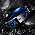 Miniatyrbillede 5 af 5: 2024 ny model Fashion 8mm Sort Tungsten Bryllup Keltisk Drage Ringe Indlagt Blå Zirkon Rustfrit Stål Ringe til Mænd Blå Carbon Fiber Ring Style 16 13