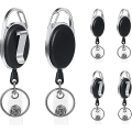 Miniatyrbillede 1 af 5: Tilbagetrækkelig Længde Tilbagetrækkelig Rulle, 6 stk. Robust Karabinhage Badgeholder, 70 cm med Forstærket Fjeder til ID-kort med Bælteklips Nøglering og Klemme