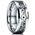 Miniatyrbillede 2 af 5: 2024 ny model Fashion 8mm Sort Tungsten Bryllup Keltisk Drage Ringe Indlagt Blå Zirkon Rustfrit Stål Ringe til Mænd Blå Carbon Fiber Ring Style 19 10