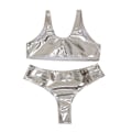 Miniatyrbild 5 av 5: 9335# Dam reflekterande one-piece delad sexig baddräkt guld Rash Guard för kvinnor Cupshe White M