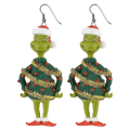 Miniatyrbild 4 av 4: Söta julgrinch roliga dinglande örhängen nyhet akryl kvinnor smycken present 30