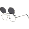 Pikkukuva 1 / 4: Käännettävät Aurinkolasit Miehille ja Naisille Polarisoitu Steampunk Käännettävät Aurinkolasit Kaksoislinseillä Silver Frame-Gray Lens