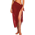 Pikkukuva 1 / 5: Naisten pitkä ja lyhyt sarong uimapukukangas kesäranta bikinit kääre läpikuultava lyhyt hame huivi uima-asukangas Wine Red-Long One Size