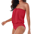 Miniatyrbild 1 av 2: Kvinnors Boho Bandeau En Delig Baddräkt Strapless Baddräkter Off Shoulder Badkläder Sommar Strandkläder Simdräkt Red M