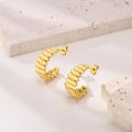Miniatyrbillede 4 af 5: Enkle C-formede øreringe til kvinder, guld farve rustfrit stål hoop øreringe, fest fødselsdag julegaver til mor kone bff