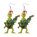 Miniatyrbild 4 av 4: Söta julgrinch roliga dinglande örhängen nyhet akryl kvinnor smycken present 54