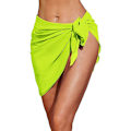 Pikkukuva 1 / 5: Naisten pitkä ja lyhyt sarong uimapukukangas kesäranta bikinit kääre läpikuultava lyhyt hame huivi uima-asukangas Light Green-Short One Size