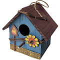 Miniatyrbillede 1 af 4: Træ Hængende Fuglefoderhus, Blå Dekorativ Havepynt