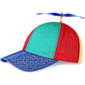 Miniatyrbillede 1 af 5: Propeller Hat, Voksne Sjove Helikopter Fiskerhat med Propeller, Farverig Patchwork Regnbue Propeller Hat, Sommer Solbeskyttelse Solhat Propelle