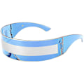 Pikkukuva 1 / 4: 80-luvun Futuristiset Visiiri Aurinkolasit Miehille ja Naisille Futuristisella Punk-Tyylillä   B2740_s Blue - Silver Stripe