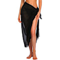 Pikkukuva 1 / 5: Naisten pitkä ja lyhyt sarong uimapukukangas kesäranta bikinit kääre läpikuultava lyhyt hame huivi uima-asukangas Black-Long One Size