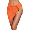 Pikkukuva 1 / 5: Naisten pitkä ja lyhyt sarong uimapukukangas kesäranta bikinit kääre läpikuultava lyhyt hame huivi uima-asukangas Orange-Short One Size