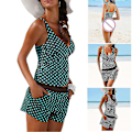 Miniatyrbilde 2 av 5: 2-delt Tankini badedrakter Polka Dot Print for kvinner Tank Top med Boyshorts Black M
