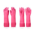 2 par återanvändbara vattentäta hushållsdiskhandskar i gummi, halkfria kökshandskar (rosa, medium (2-pack))